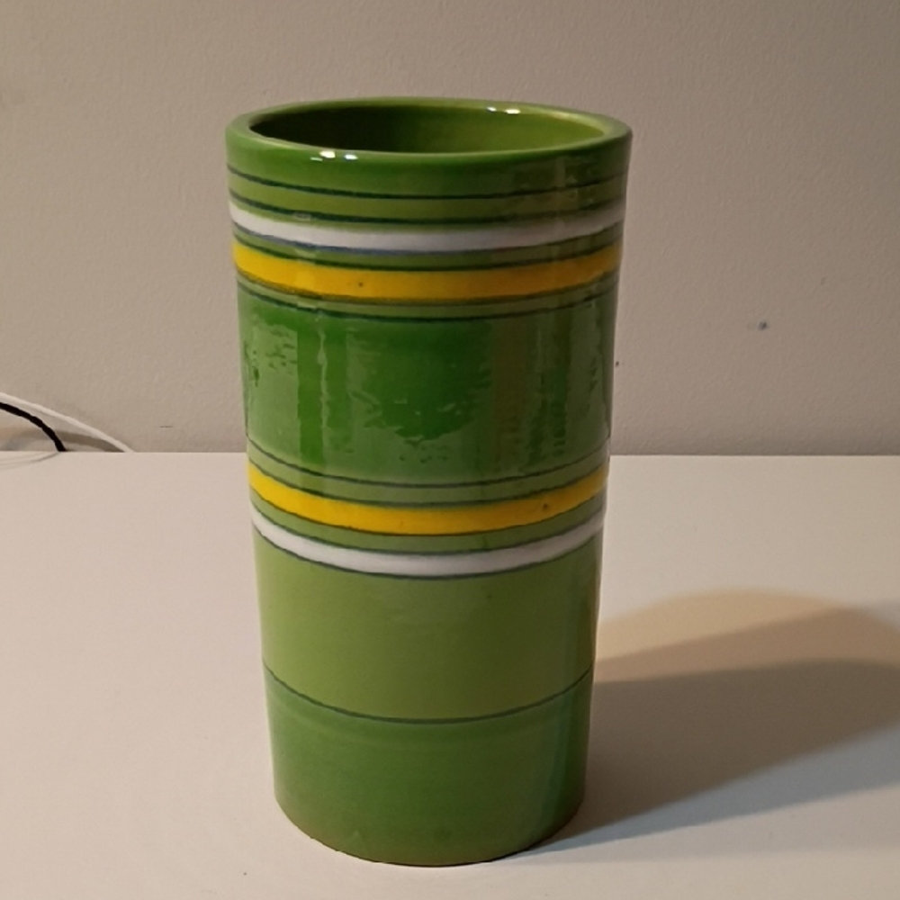 Rosential Netter Green Vase Yellow Stripes Fascie Colorate By Aldo Londi Bitossi